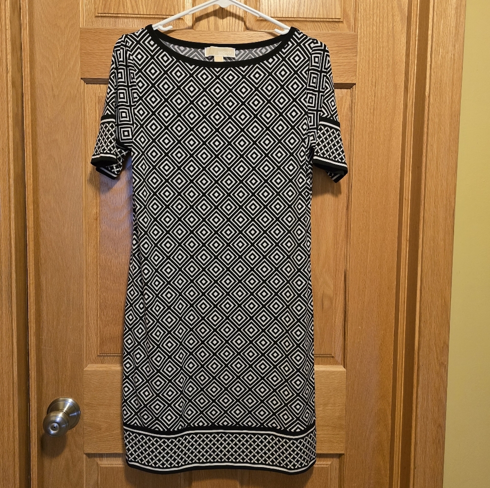MICHAEL Michael Kors Geometric Black and White Dress, Size Small